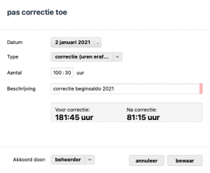 Voorbeeld verlofuren 2