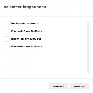 selecteer loopbonnen