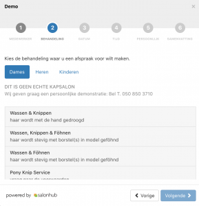 Salonhub geen prijs in online afspraak widget